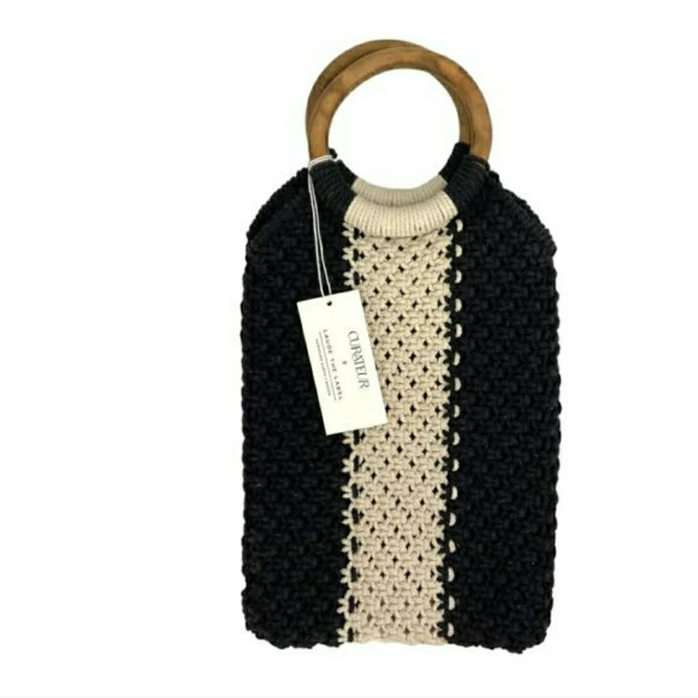 NWT! Curateur X Laude The Label Macramé Tote Bag w/ Wooden Handle (Retail $119)